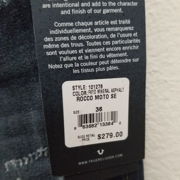(NWT) TRUE RELIGION Rocco Moto Jeans - Picture 6 of 7